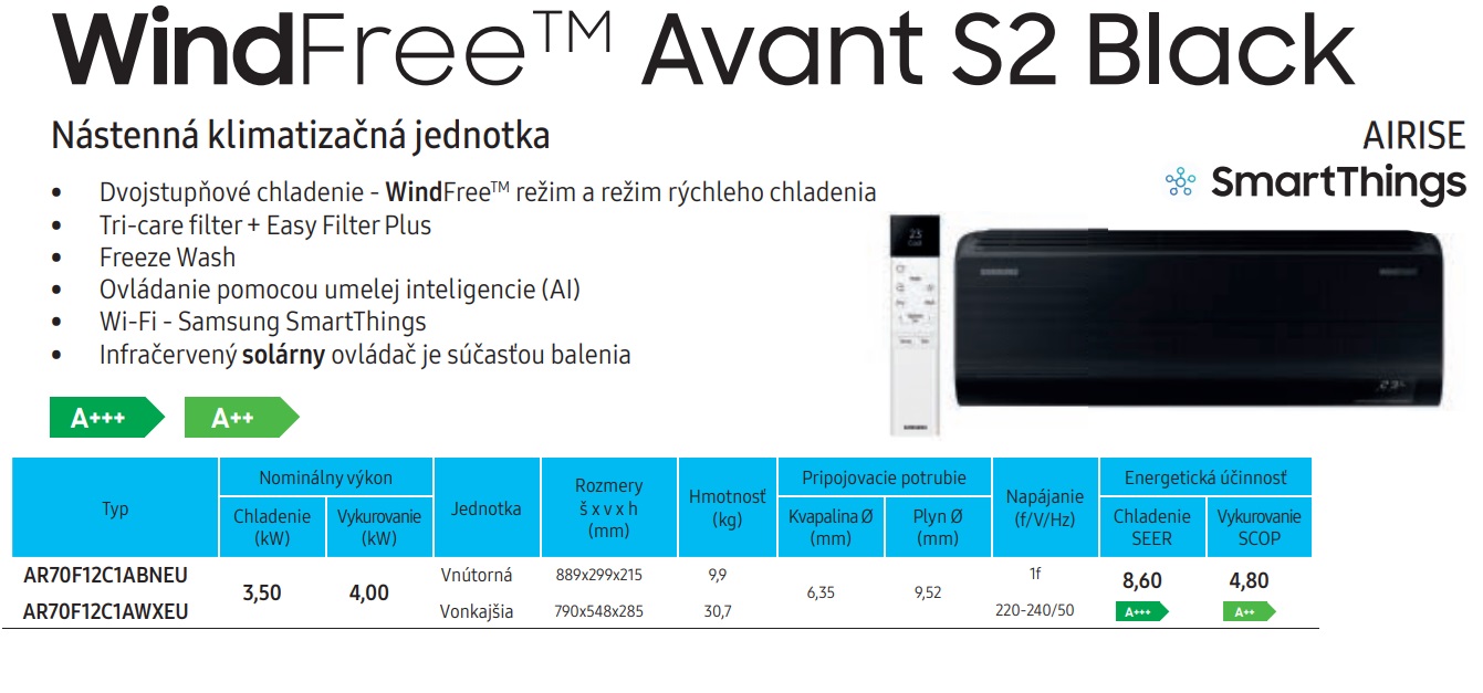 Klimatizácia Samsung Wind-Free Avant S2 black